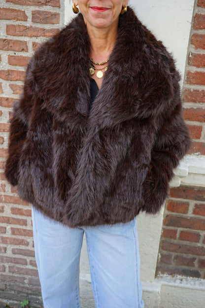 Veste fausse fourrure marron chocolat