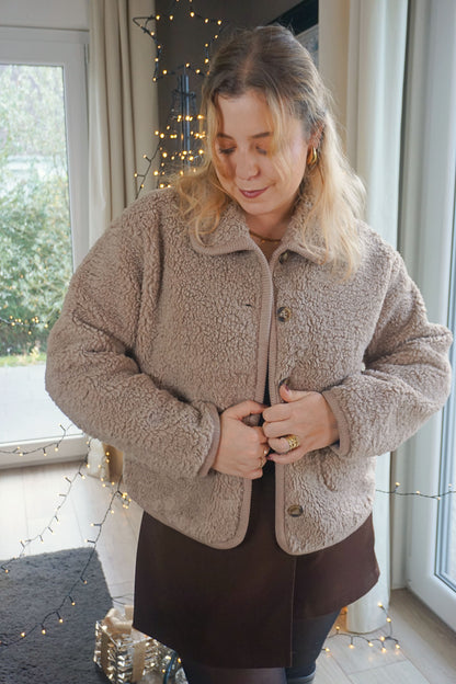 Veste moumoute teddy taupe