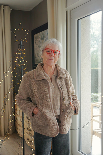 Veste moumoute teddy taupe