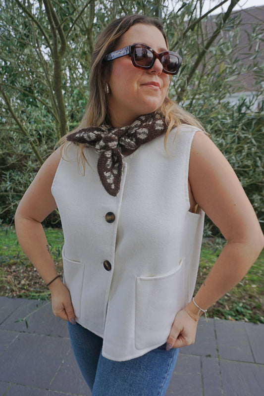 Veste sans manches crème laine