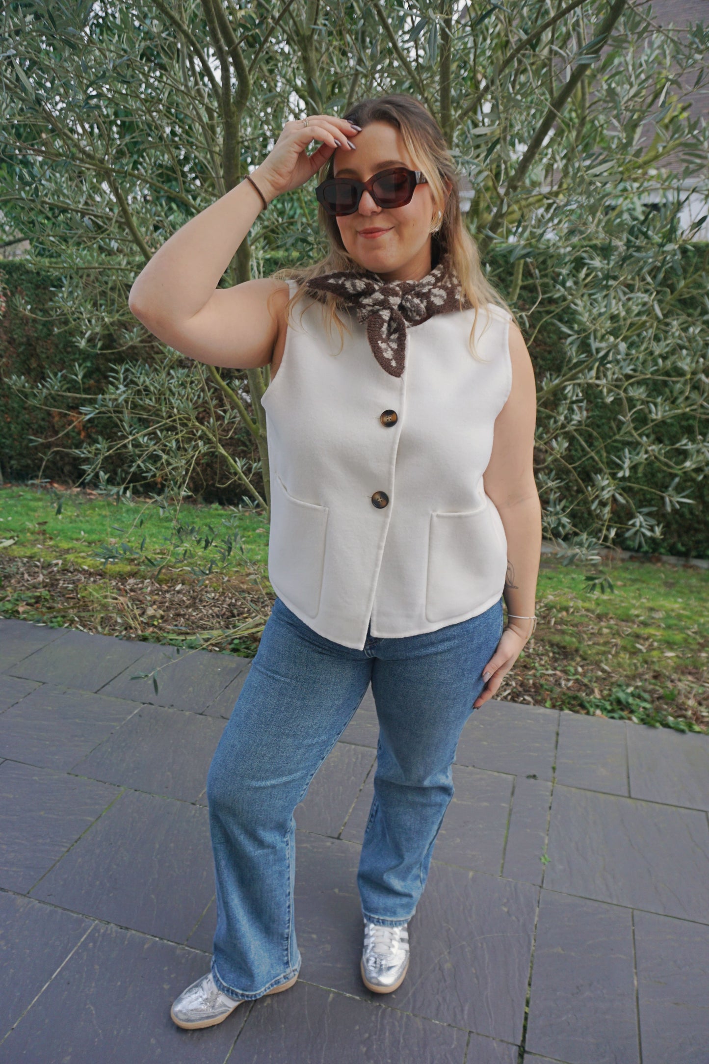 Veste sans manches crème laine