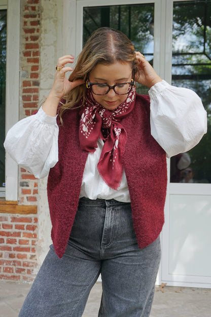 Veste sans manches en feutrine bordeaux