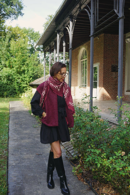 Veste sans manches en feutrine bordeaux