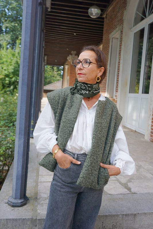 Veste sans manches en feutrine kaki
