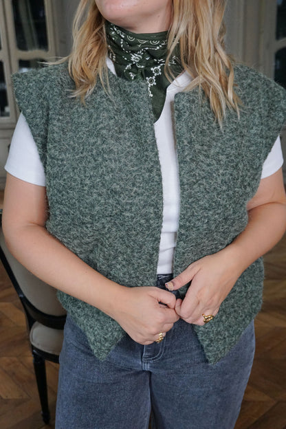 Veste sans manches en feutrine kaki