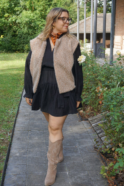 Veste sans manches en feutrine taupe