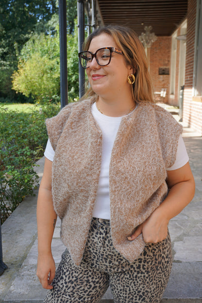 Veste sans manches en feutrine taupe