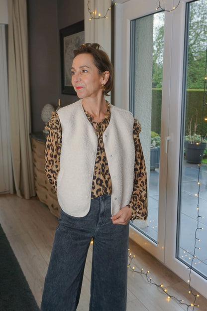 Veste sans manches teddy crème