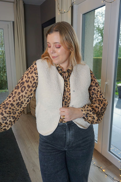Veste sans manches teddy crème
