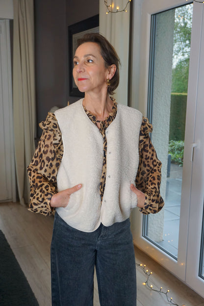 Veste sans manches teddy crème