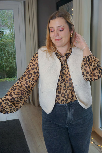 Veste sans manches teddy crème