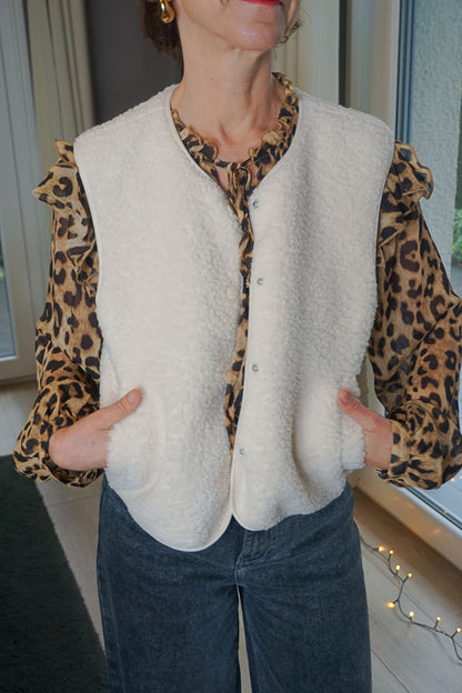 Veste sans manches teddy crème