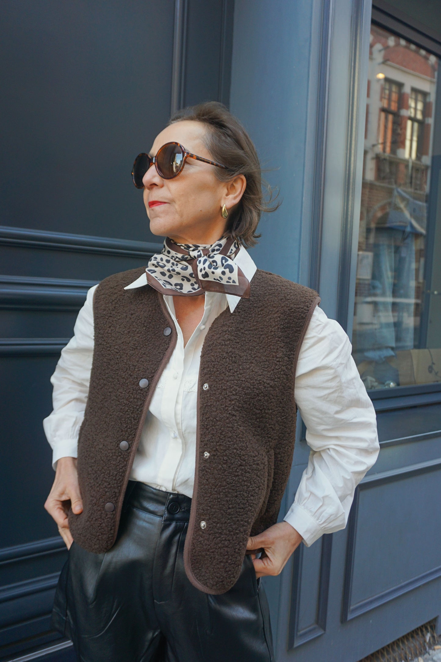 Veste sans manches teddy marron