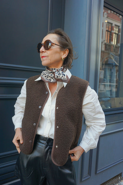 Veste sans manches teddy marron