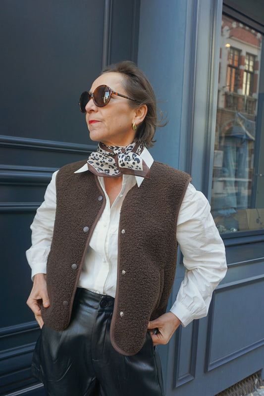 Veste sans manches teddy marron