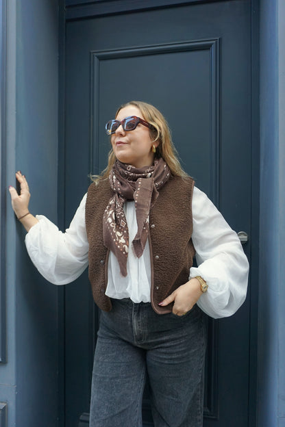 Veste sans manches teddy marron