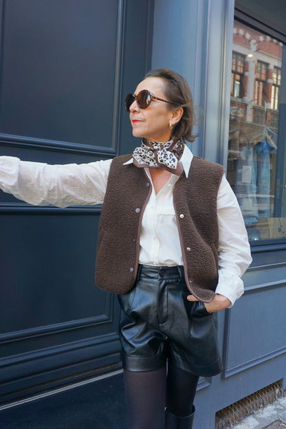 Veste sans manches teddy marron