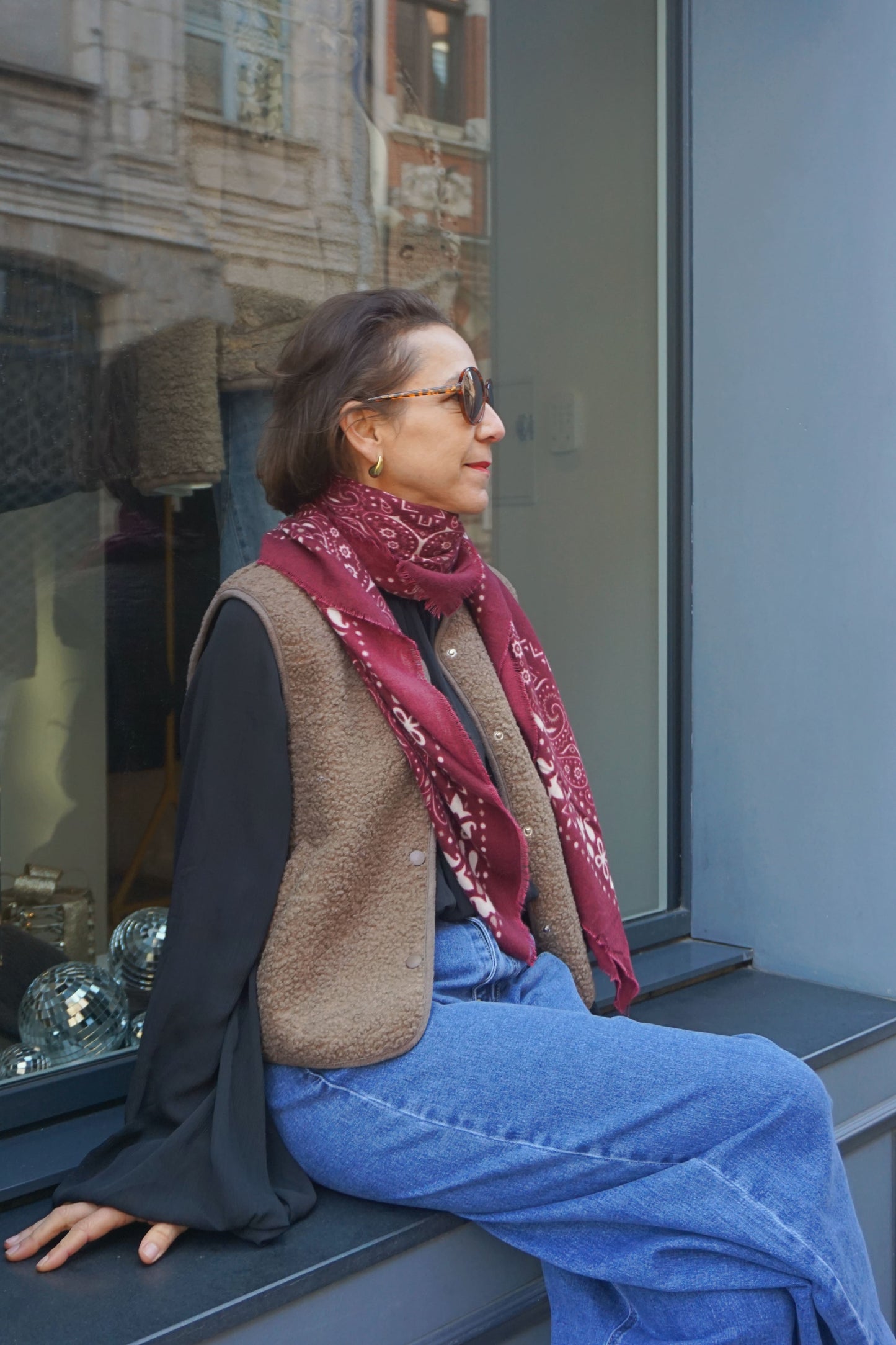 Veste sans manches teddy taupe