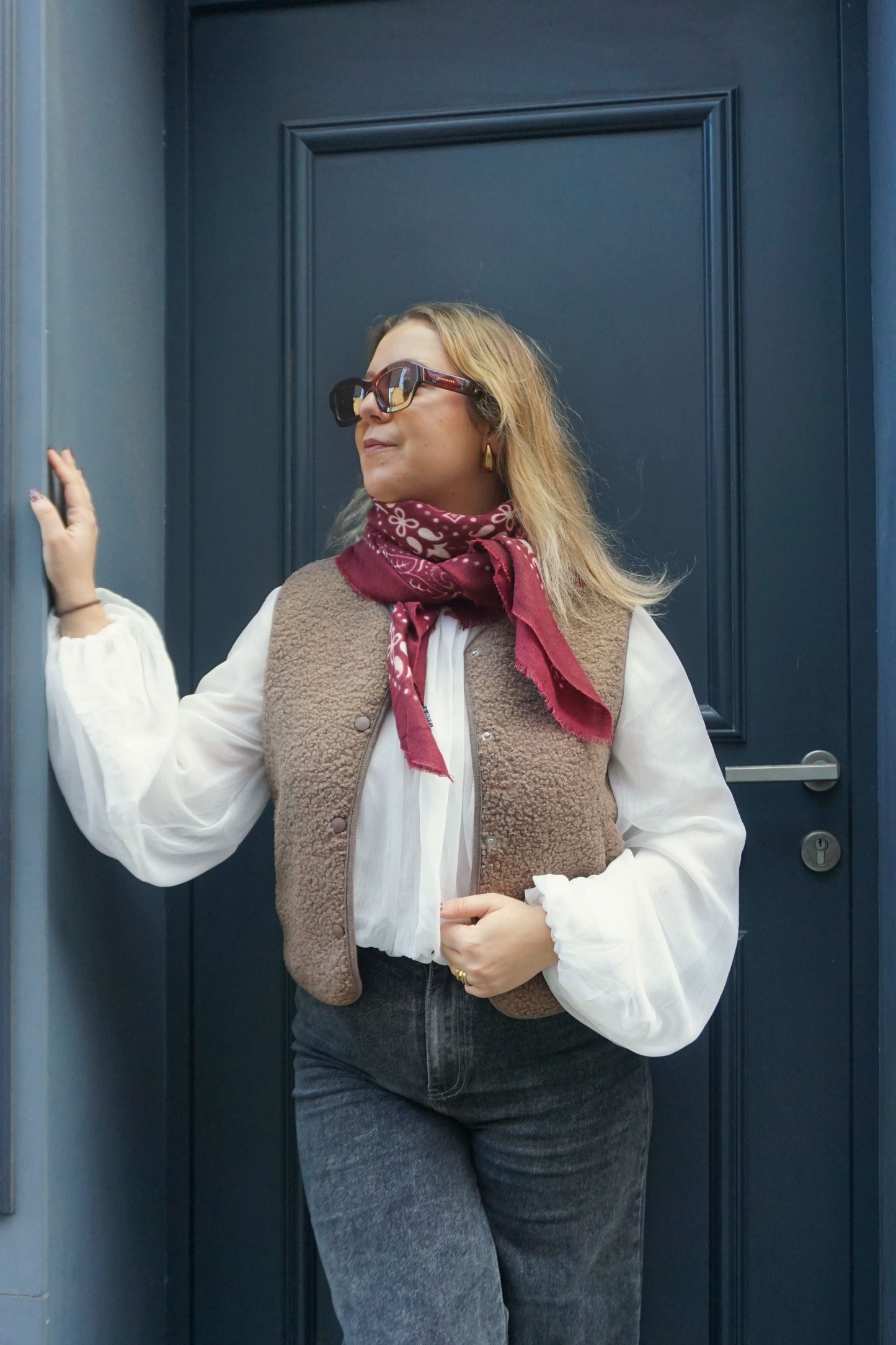 Veste sans manches teddy taupe