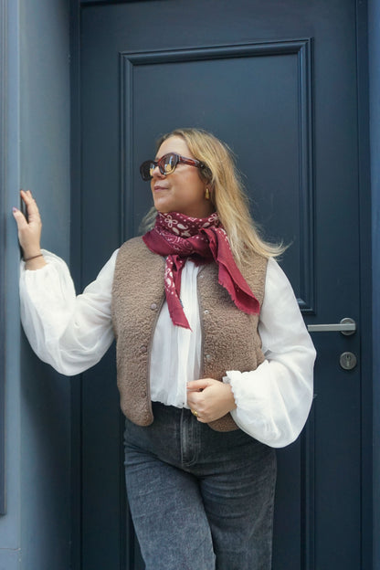 Veste sans manches teddy taupe