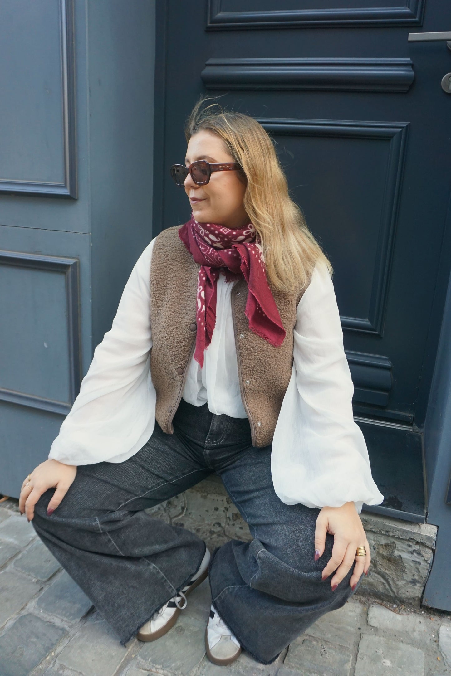 Veste sans manches teddy taupe