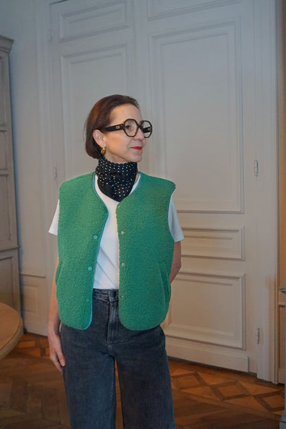 Veste sans manches teddy vert pomme