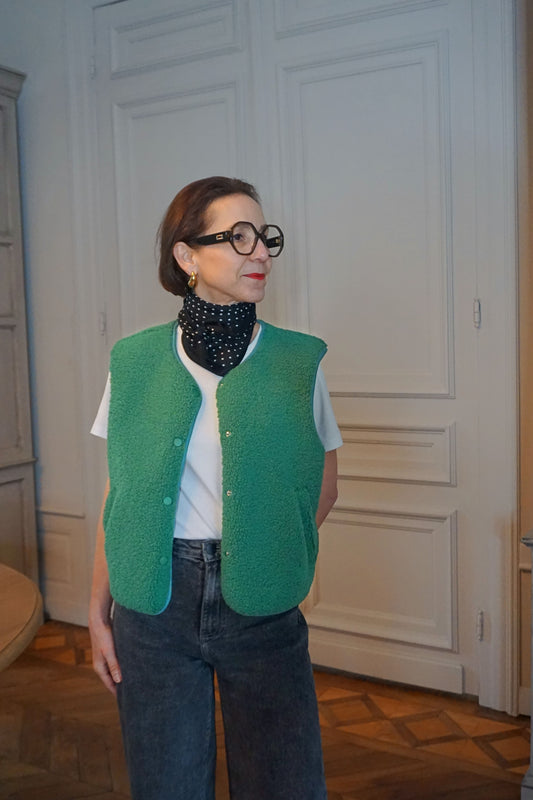 Veste sans manches teddy vert pomme