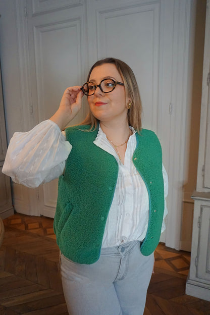 Veste sans manches teddy vert pomme