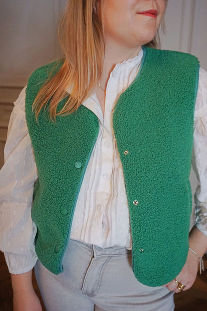 Veste sans manches teddy vert pomme